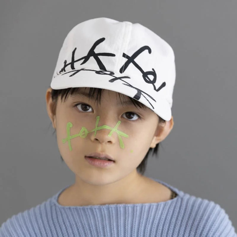 folkmade（フォークメイド）2023SS hello print cap off white プリントデザインキャップ（キッズ帽） –  LePuju