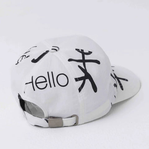 【50%OFFセール】folkmade（フォークメイド）2023SS hello print cap off white プリントデザインキャップ（キッズ帽）