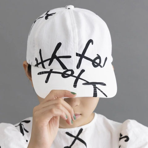 ★folkmade（フォークメイド）2023SS hello print cap off white プリントデザインキャップ（キッズ帽）