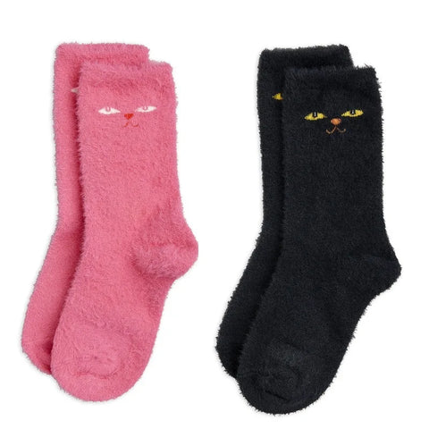 【50%OFFセール】mini rodini（ミニロディーニ） 2023AW Cat Eyes Fuzzy Socks キャットアイズ ファジー ソックス ベビー、キッズ靴下