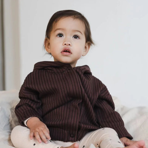 ★Phil&Phae（フィルアンドフェ）2023AW Hooded baby jacket stripes burnt umber フード付きベビージャケット