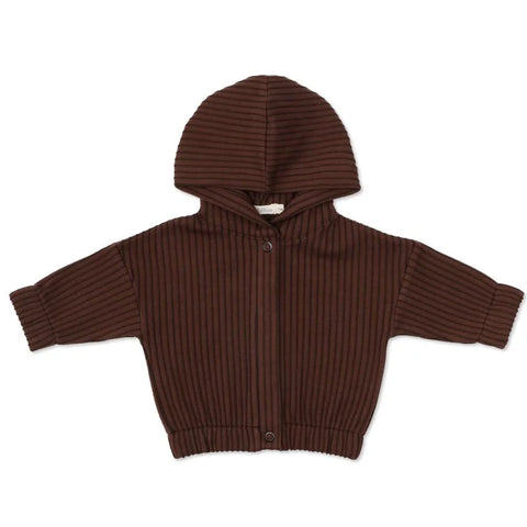 【50%オフセール】Phil&Phae（フィルアンドフェ）2023AW Hooded baby jacket stripes burnt umber フード付きベビージャケット