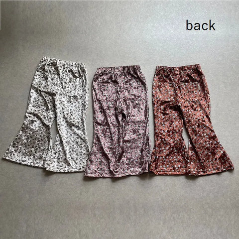 ★&pal（アンドパル）2023AW rose pattern velour pants バラ柄ベルボトムパンツ アイボリー、ピンク、ブラウンピンク