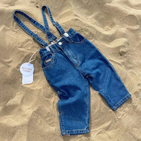 【drop3】 Twin Collective Kids   JOHNNY JEAN 70sBlue ストラップ付きパンツ(twincollective)