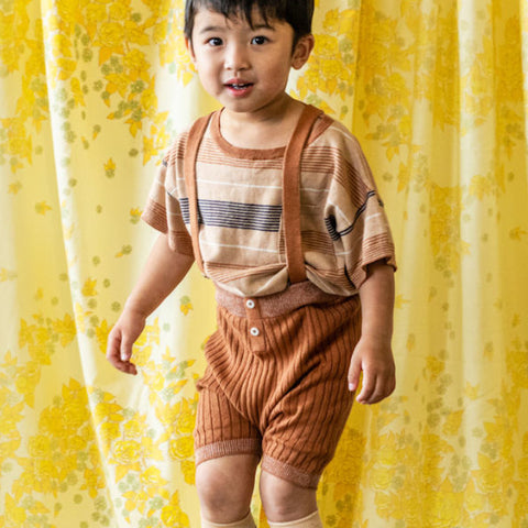 【50%OFFセール】Mabli Knitwear（マブリ） 2022SS    CASWELL SHORTS   marigold   ストラップ付ショートパンツ