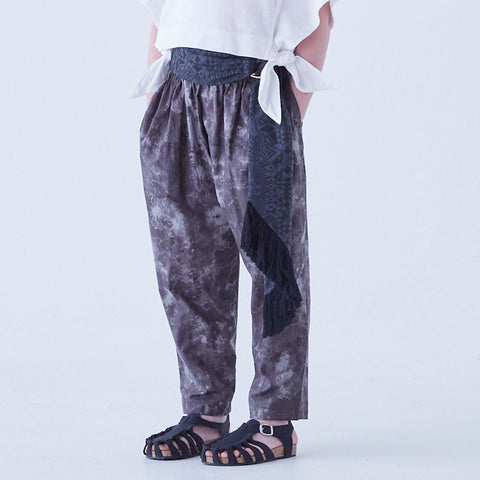 ★elfinFolk（エルフィンフォルク）2022SS Tie-dye pants 絞り染めマーブル柄パンツ charcoal mix