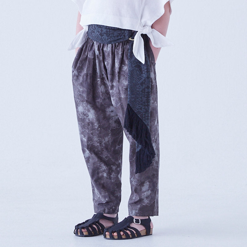 【50%OFFセール】elfinFolk（エルフィンフォルク）2022SS Tie-dye pants 絞り染めマーブル柄パンツ charcoal mix