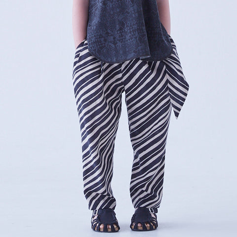 ★elfinFolk（エルフィンフォルク）2022SS Angled stripe pants ストライプ柄パンツ black