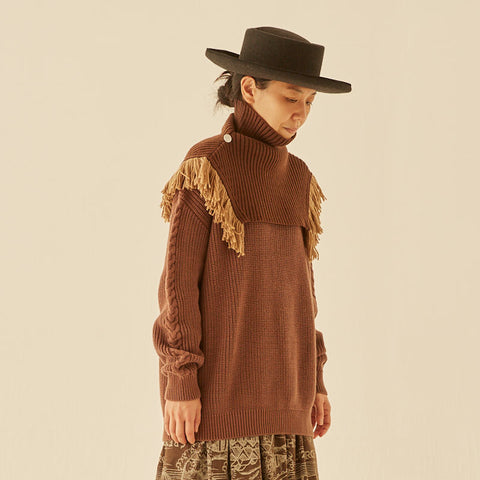 【50%オフセール】elfinFolk（エルフィンフォルク）2022AW Rib stitch sweater 袖ステッチデザインセーター レディース