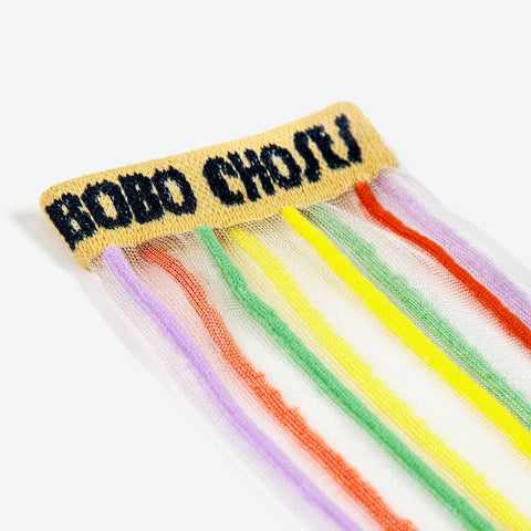 ★bobo choses（ボボショーズ）2023SS Color Stripes transparent short socks キッズソックス