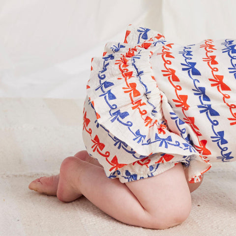 【drop2】BOBO CHOSES / ボボショーズ 2024SS Baby Ribbon Bow all over ruffle woven bloomer ブルマ