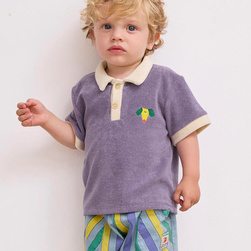 D1】BOBO CHOSES（ボボショーズ）2025SS Happy Dog terry cloth polo テリー地半袖ポロシャツ