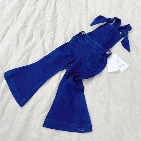 【50%OFFセール】2.Twin Collective Kids Farrah Flare Overall retro rinse blue,tie straps オーバーオール