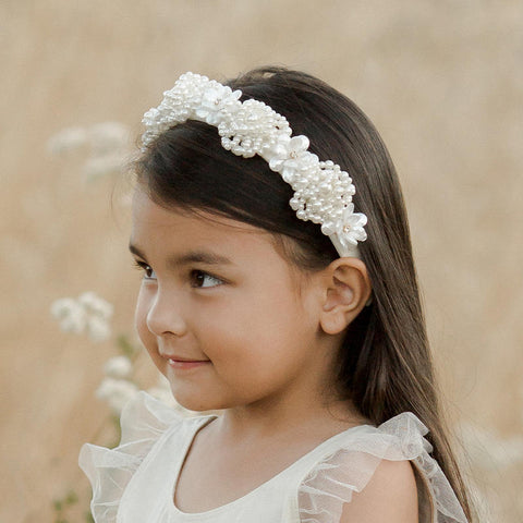 ★Noralee (ノラリー）2023AW FLORAL PEARL HEADBAND ivory pearl ヘッドバンド、カチューシャ