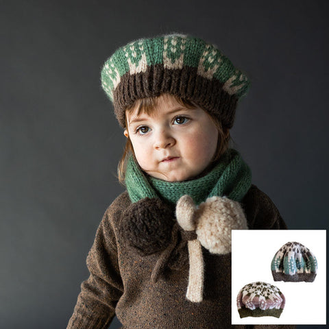 ★Mabli Knitwear（マブリ） 2023AW SGLEFRIO TAM OLIVE,WALNUT ニットベレー帽　0-6才