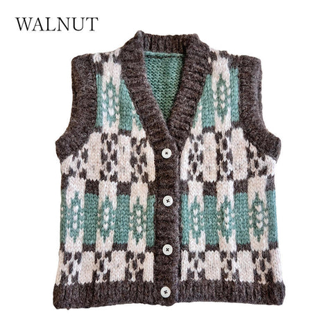 【50%OFFセール】Mabli Knitwear（マブリ） 2023AW SGLEFRIO VEST OLIVE,WALNUT ベスト