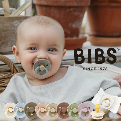 BIBS（ビブス）  新生児用、ベビー用おしゃぶり サイズ１ 0-6ヶ月、サイズ2 6-18ヶ月袋　個包装(1個入り)