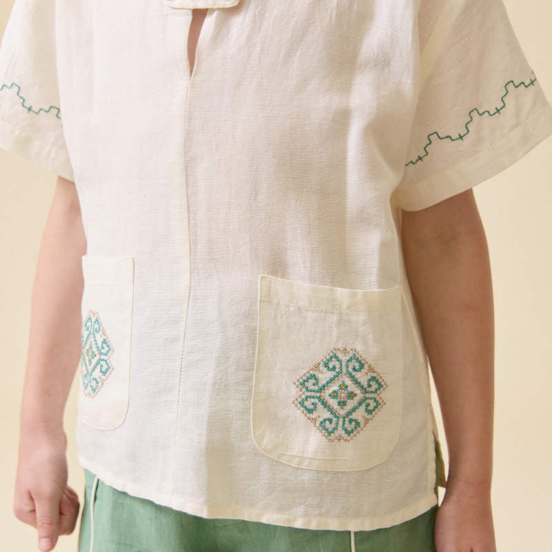 D1】Lali Kids（ラリキッズ）2026SS Sailor Shirt in Antique White