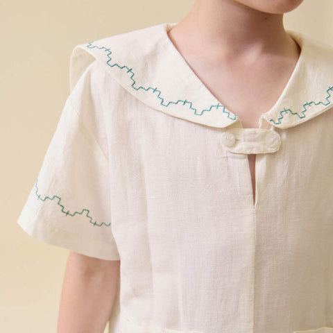 【D1】Lali Kids（ラリキッズ）2026SS Sailor Shirt in Antique White キッズセーラー襟シャツ