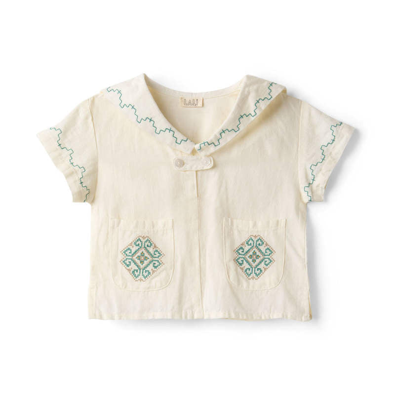 D1】Lali Kids（ラリキッズ）2026SS Sailor Shirt in Antique White