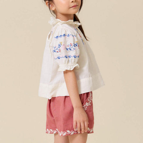【D1】Lali Kids（ラリキッズ）2026SS Luna Top in Antique White Linen Cotton ブラウス、トップス