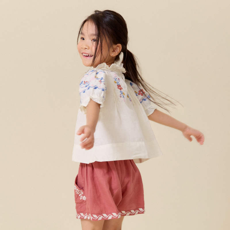 D1】Lali Kids（ラリキッズ）2026SS Luna Top in Antique White Linen