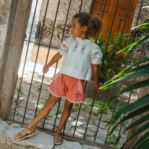 【D1】Lali Kids（ラリキッズ）2026SS Luna Top in Antique White Linen Cotton ブラウス、トップス