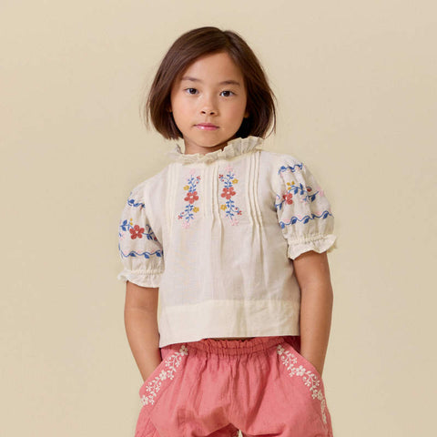 【D1】Lali Kids（ラリキッズ）2026SS Luna Top in Antique White Linen Cotton ブラウス、トップス