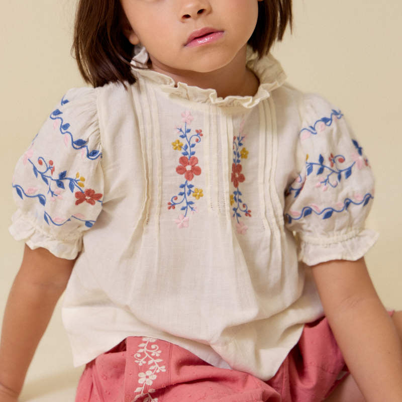 D1】Lali Kids（ラリキッズ）2026SS Luna Top in Antique White Linen