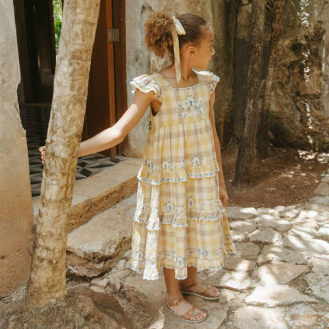 【D1】Lali Kids（ラリキッズ）2026SS Nanette Dress in Citrine Chex キッズワンピース