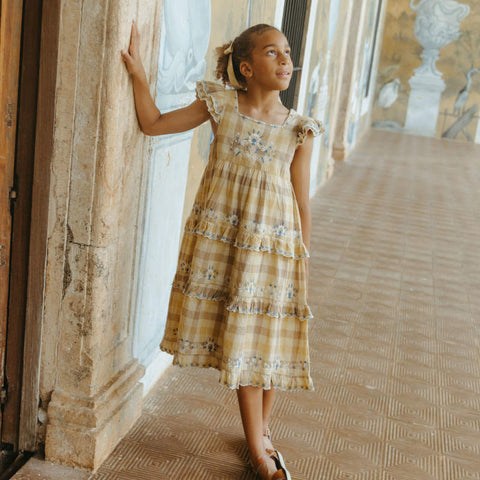 【D1】Lali Kids（ラリキッズ）2026SS Nanette Dress in Citrine Chex キッズワンピース