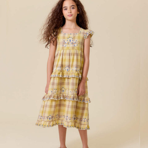 【D1】Lali Kids（ラリキッズ）2026SS Nanette Dress in Citrine Chex キッズワンピース