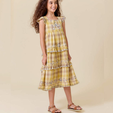 【D1】Lali Kids（ラリキッズ）2026SS Nanette Dress in Citrine Chex キッズワンピース
