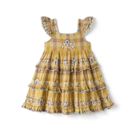 【D1】Lali Kids（ラリキッズ）2026SS Nanette Dress in Citrine Chex キッズワンピース