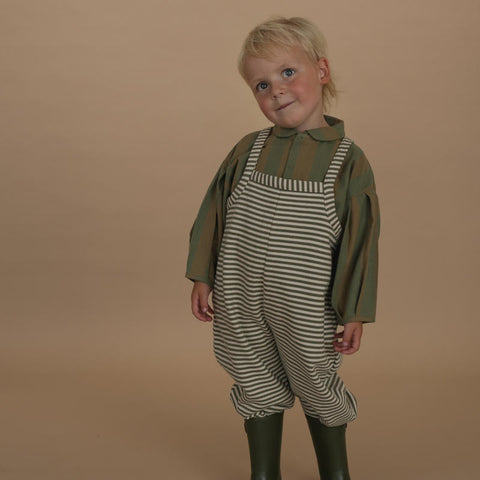 【ネコポス送料無料】organic zoo（オーガニックズー）2025AW Fern Stripes Dungarees ダンガリー、オーバーオール