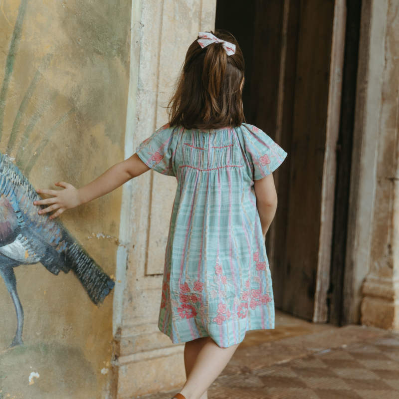 D1】Lali Kids（ラリキッズ）2026SS Mini Tulip Dress in Minty Chex