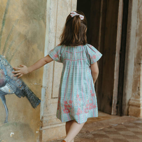 【D1】Lali Kids（ラリキッズ）2026SS Mini Tulip Dress in Minty Chex キッズワンピース