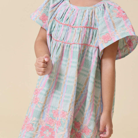 【D1】Lali Kids（ラリキッズ）2026SS Mini Tulip Dress in Minty Chex キッズワンピース