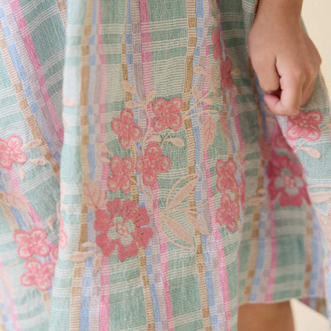 【D1】Lali Kids（ラリキッズ）2026SS Mini Tulip Dress in Minty Chex キッズワンピース