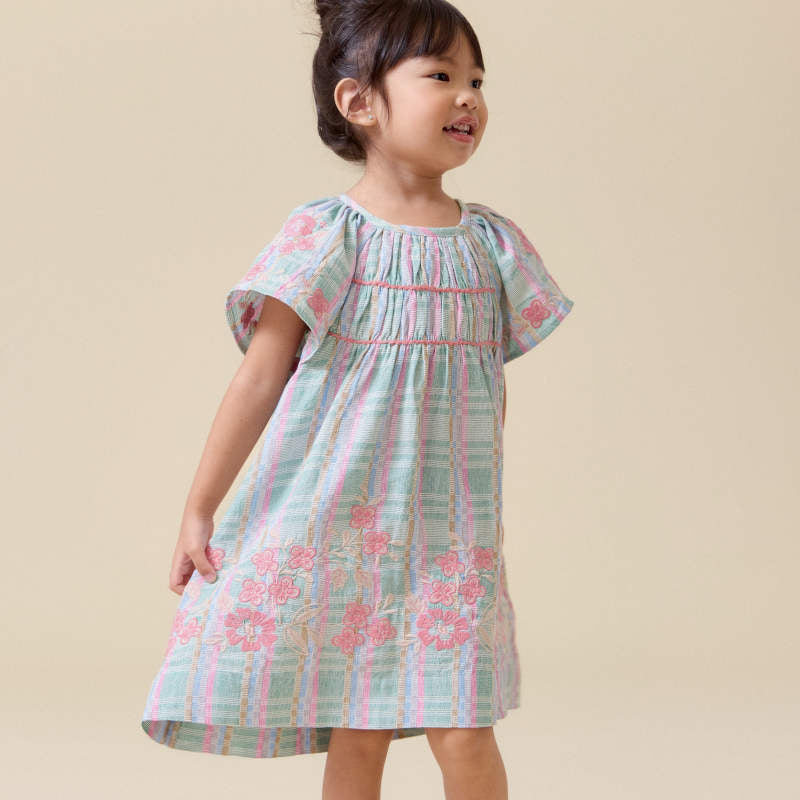D1】Lali Kids（ラリキッズ）2026SS Mini Tulip Dress in Minty Chex