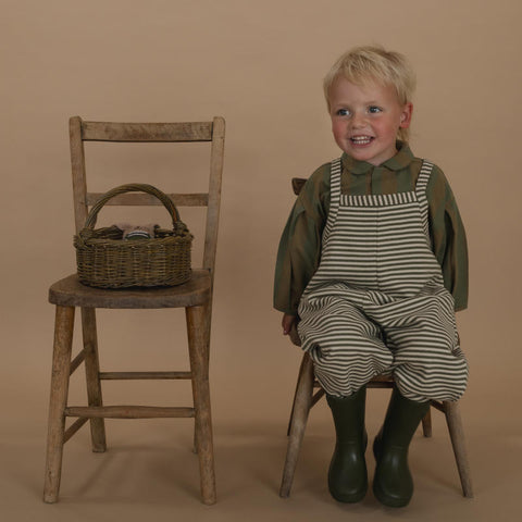 【ネコポス送料無料】organic zoo（オーガニックズー）2025AW Fern Stripes Dungarees ダンガリー、オーバーオール