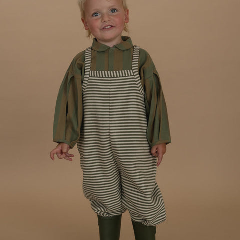 【ネコポス送料無料】organic zoo（オーガニックズー）2025AW Fern Stripes Dungarees ダンガリー、オーバーオール