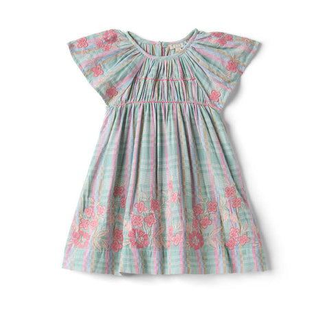 【D1】Lali Kids（ラリキッズ）2026SS Mini Tulip Dress in Minty Chex キッズワンピース