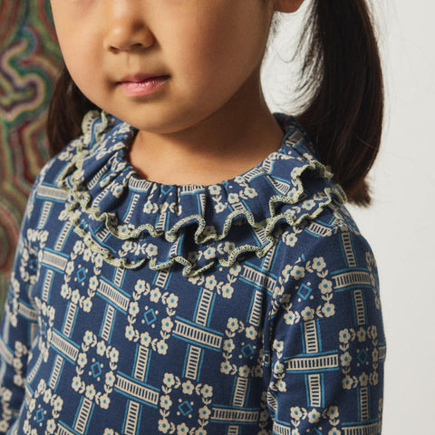 【D1】Misha&Puff（ミーシャアンドパフ）2026WI Sweetheart Top - Moonlight Railroad Floral -　フリル長袖トップス.