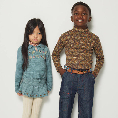 【D1】Misha&Puff（ミーシャアンドパフ）2026WI Turtleneck - Bark Calico Hearts -　タートルネックトップス.