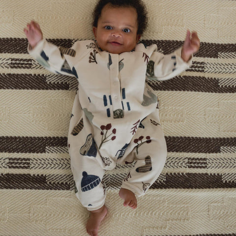 【ネコポス送料無料】organic zoo（オーガニックズー）2025AW Cosy Wild Onesie Undyed  長カバーオール、袖ロンパース