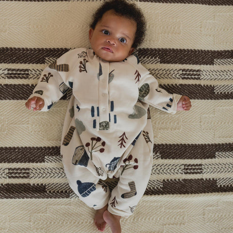 【ネコポス送料無料】organic zoo（オーガニックズー）2025AW Cosy Wild Onesie Undyed  長カバーオール、袖ロンパース