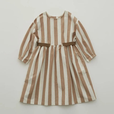 【50%OFFセール】elfinFolk（エルフィンフォルク）2023AW Cotton linen Wide stripe Dress ワイドストライプワンピース