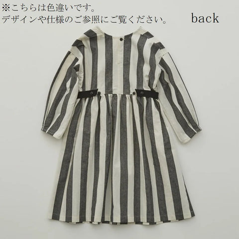 【50%OFFセール】elfinFolk（エルフィンフォルク）2023AW Cotton linen Wide stripe Dress ワイドストライプワンピース