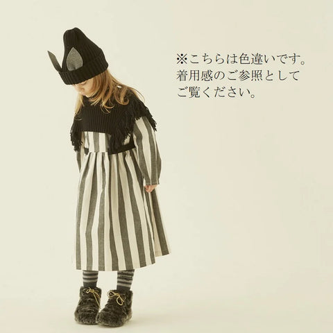 【50%OFFセール】elfinFolk（エルフィンフォルク）2023AW Cotton linen Wide stripe Dress ワイドストライプワンピース